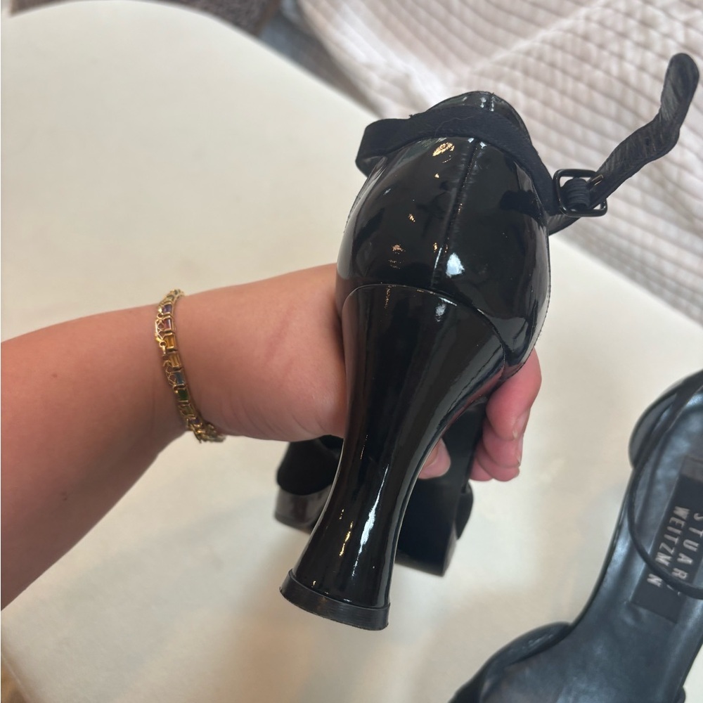 Stuart Weitzman Black Heels with Polished Finish - Picture 7 of 9
